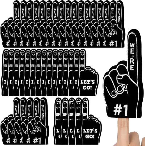 Sinmoe 48 piezas de regalos de fiesta deportiva para fanáticos de los deportes, dedo de espuma mini dedo de espuma #1 para baloncesto, béisbol,