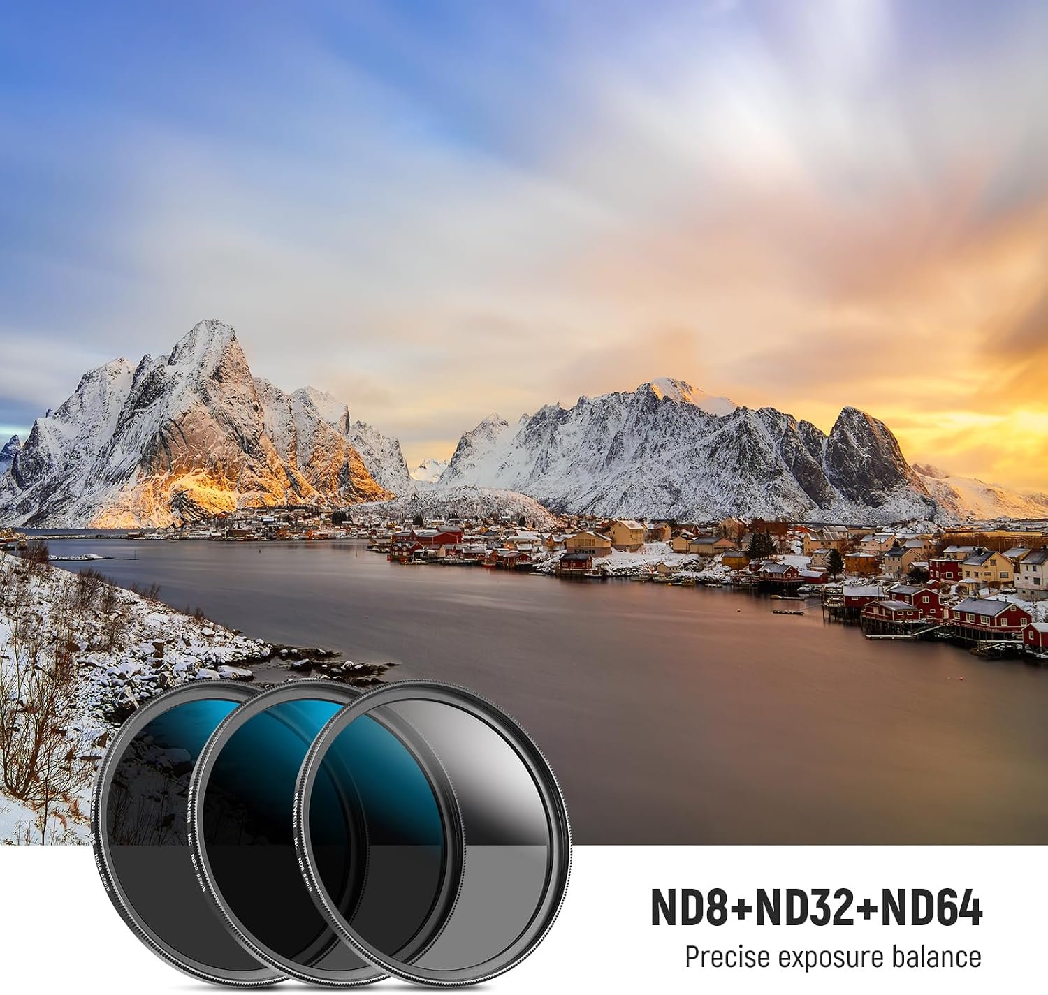 NEEWER 58mm ND Filter Set, ND8/32/64 (3/5/6 Stops) Multicoated Neutral Density Camera Lens Filter Photography Accessories with Storage Case & Cleaning Cloth, 3 Packs