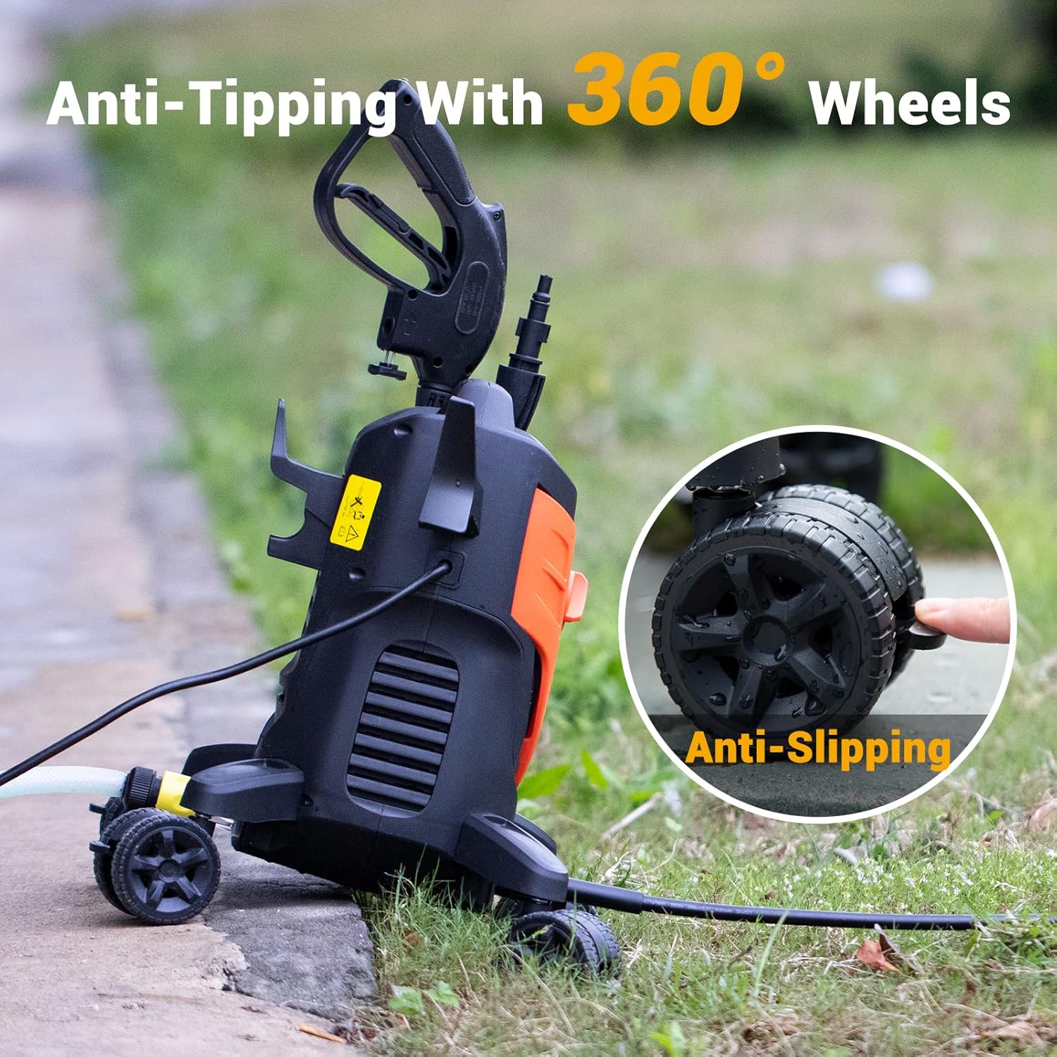 Rock&Rocker Electric Pressure Washer, 1950PSI & 1.58 Max GPM Portable Car Washer with 16.4FT Hose & 5 Nozzle Sets,Leak-Proof & Anti-Slipping Design for Cars/Homes/Driveways/Patios, Orange (HWY12P) : Patio, Lawn & Garden