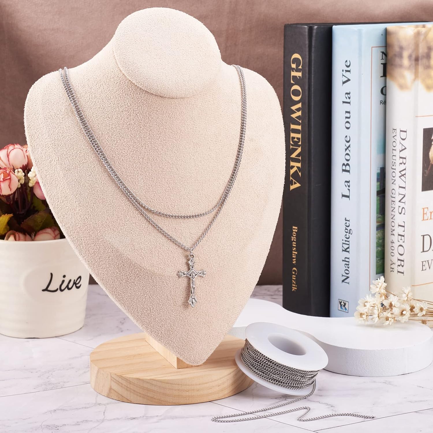 Pandahall 32.8 Feet Stainless Steel Cable Cross Chains with Spool 2.4x1.9x0.5mm Unwelded Oval Link Necklace Bracelet Pendant Jewelry Making Chains - Image 4