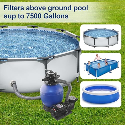 Miniatura 2 de Bomba de filtro de arena Sistema de bomba de filtro de arena de alta flor, tanque de filtro de 12 pulgadas, máximo 2,400 GPH 34 HP Bomba de piscina