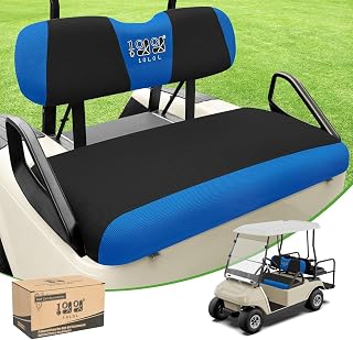 10L0L Golf Cart Seat Covers Kit - Universal Fit for EZGO TXT/RXV Front Seats | Breathable Mesh Fabric | Easy Installation | Black & Blue (No Staples Required)