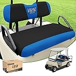 10L0L Golf Cart Seat Covers Kit - Universal Fit for EZGO TXT/RXV Front Seats | Breathable Mesh Fabric | Easy Installation | Black & Blue (No Staples Required)