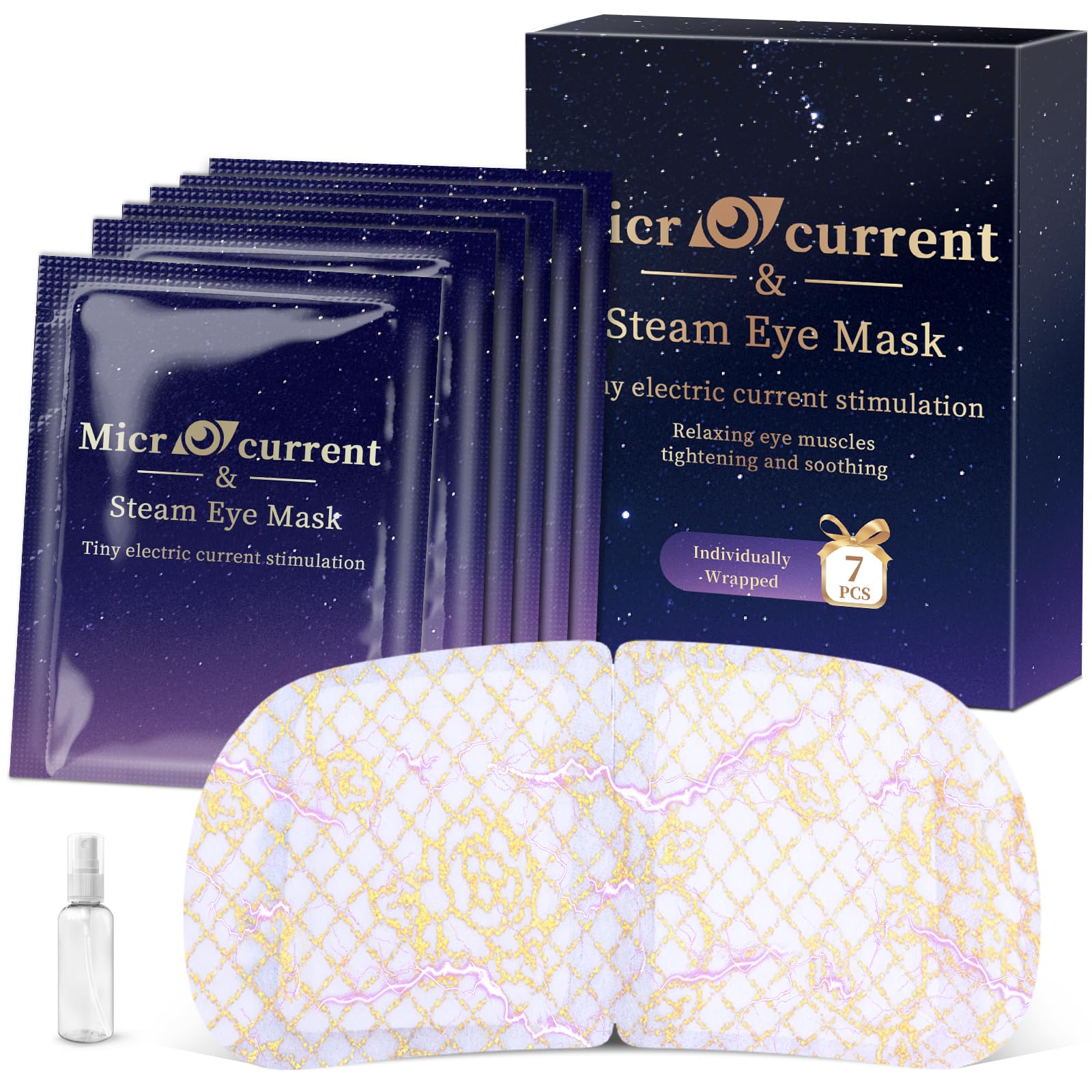 ZHENYEMEI Microcurrent Steam Eye Mask, Self Heated Warm Compress For Fast Relief 7Pcs