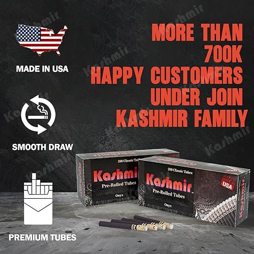 Miniatura 3 de Kashmir Tubos para cigarrillos serie Onyx  200 unidades, tubos preenrollados  embutido suave, combustión limpia, sin desgarro  Fabricado en Estados