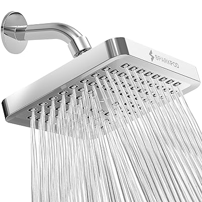 SparkPod Shower Head - High Pressure Rain - Premium Quality Luxury Design - 1-Min Install - Easy Clean Adjustable Replacement for Your Bathroom Shower Heads (Luxury Polished Chrome, 6 Inch Round)