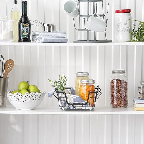 Miniatura 4 de DII - Cubo de almacenamiento apilable de malla de alambre de metal, pequeño, 28 x 28 x 15 cm, blanco