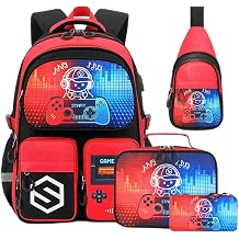 DIGOBAY Backpack for Boys 4PCS Cool Luminous Gamer School Boys Backpack