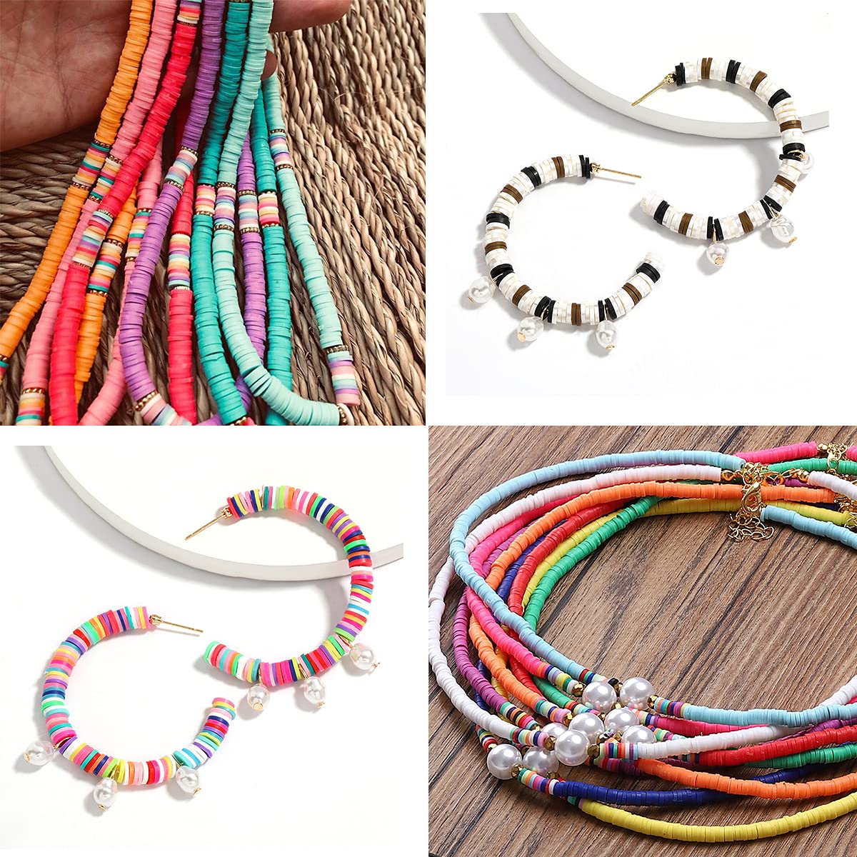 Heishi Beads Bulk 3000Pcs Clay Beads Flat Round Polymer Bead Vinyl