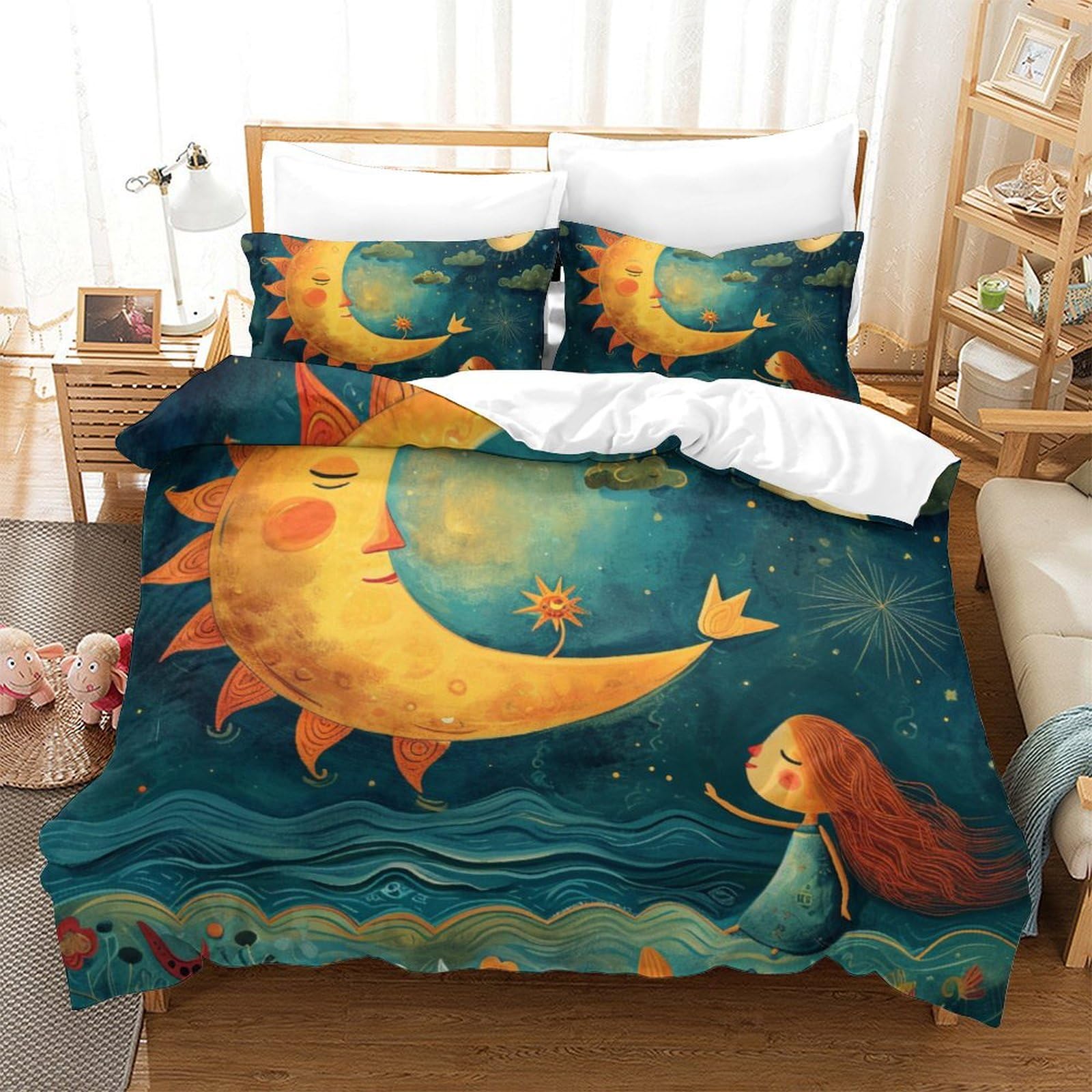 Housse de couette 3 pièces lit enfant 260x220 impression 3D nuit