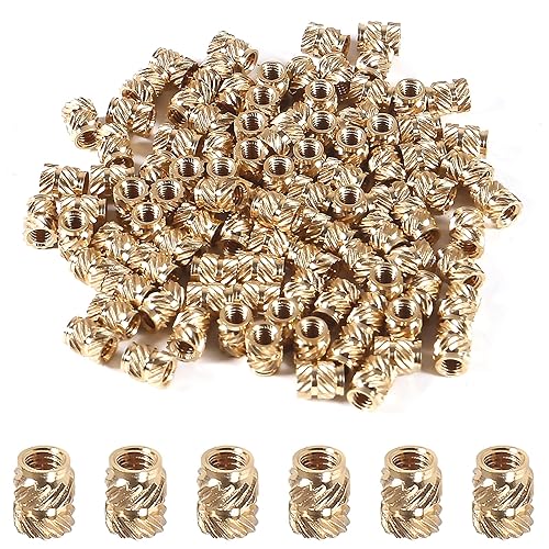 100 tuercas de latón de impresión 3D, tuercas de latón moleteadas M3 roscadas Tuercas de latón moleteadas Tuerca de incrustación de calor para