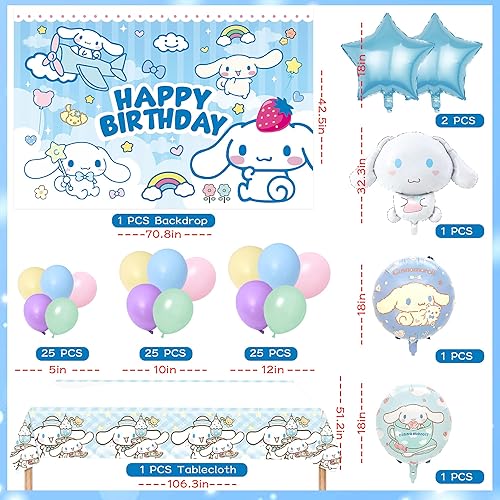 Miniatura 4 de 84 piezas de decoración de fiesta de cumpleaños de perro de anime, suministros de fiesta de cumpleaños de dibujos animados incluyen telón de fondo,