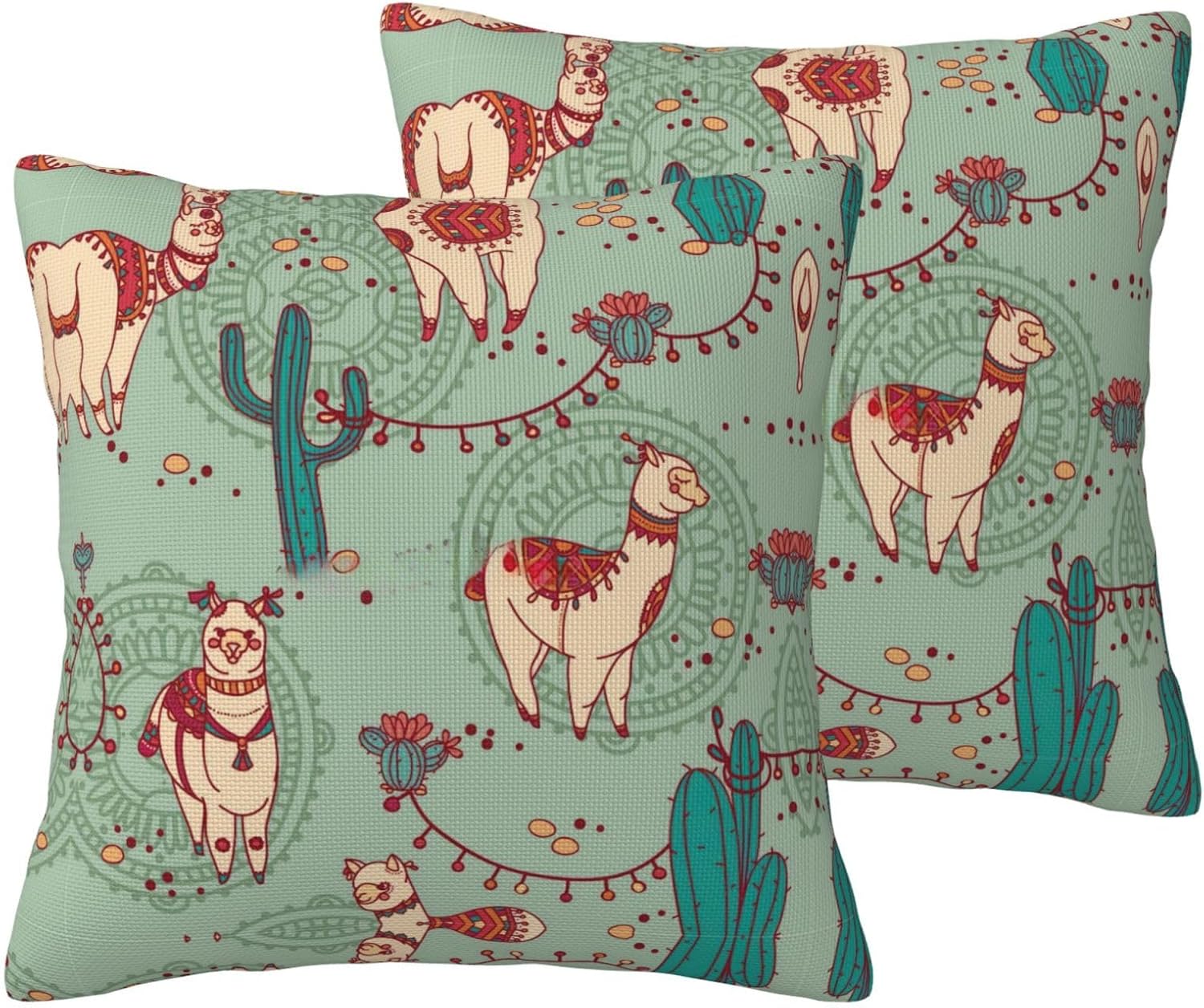 Llamas Imitation Linen Pillowcase -2 Sets, Fashionable Home Decoration, Used for Sofas, Gardens, beds