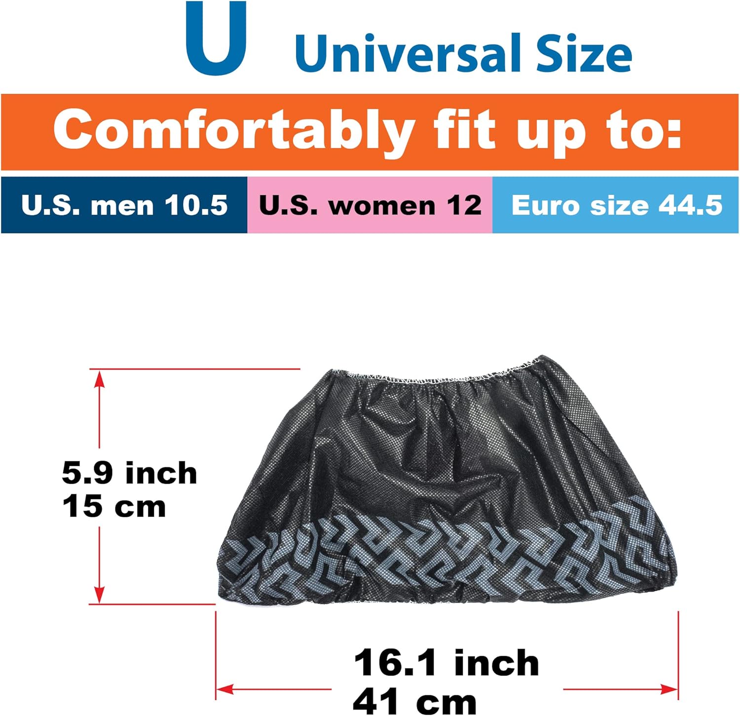 ProtectX Premium Disposable Large Shoe Covers, Slip Resistant, Durable Non-Woven Polypropylene Fabric for Booties, Fits Up to 10.5 US Men and 12 US Women Size, Black 100-pack (50 pairs) - - 