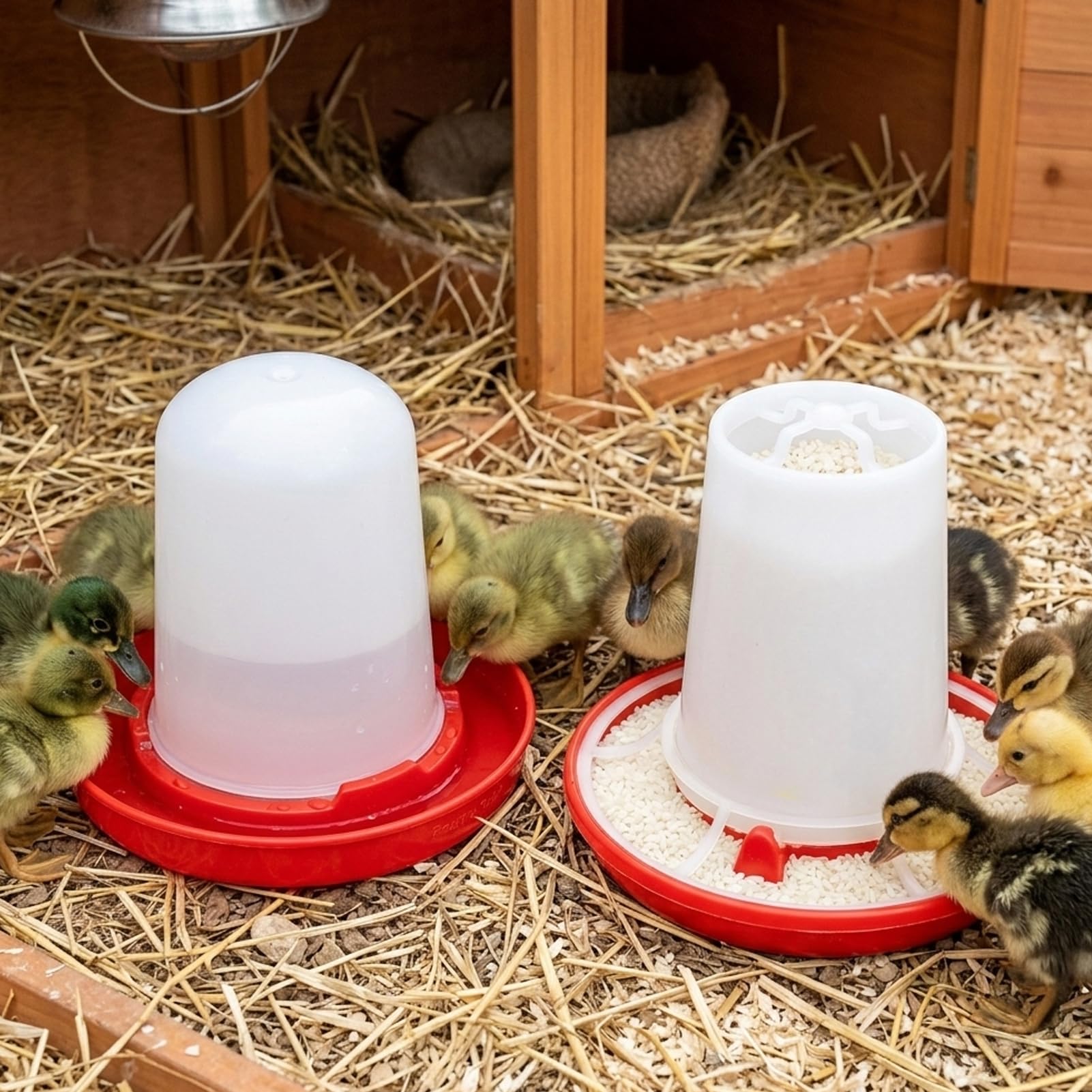 Abreuvoir et Mangeoire Poules, 2PCS Distributeur Eau Poule et Mangeoire Poule, Abreuvoir Poules et Abreuvoir Poussin, Kit Alimentation Volaille pour Jardin, Poulailler et Élevage