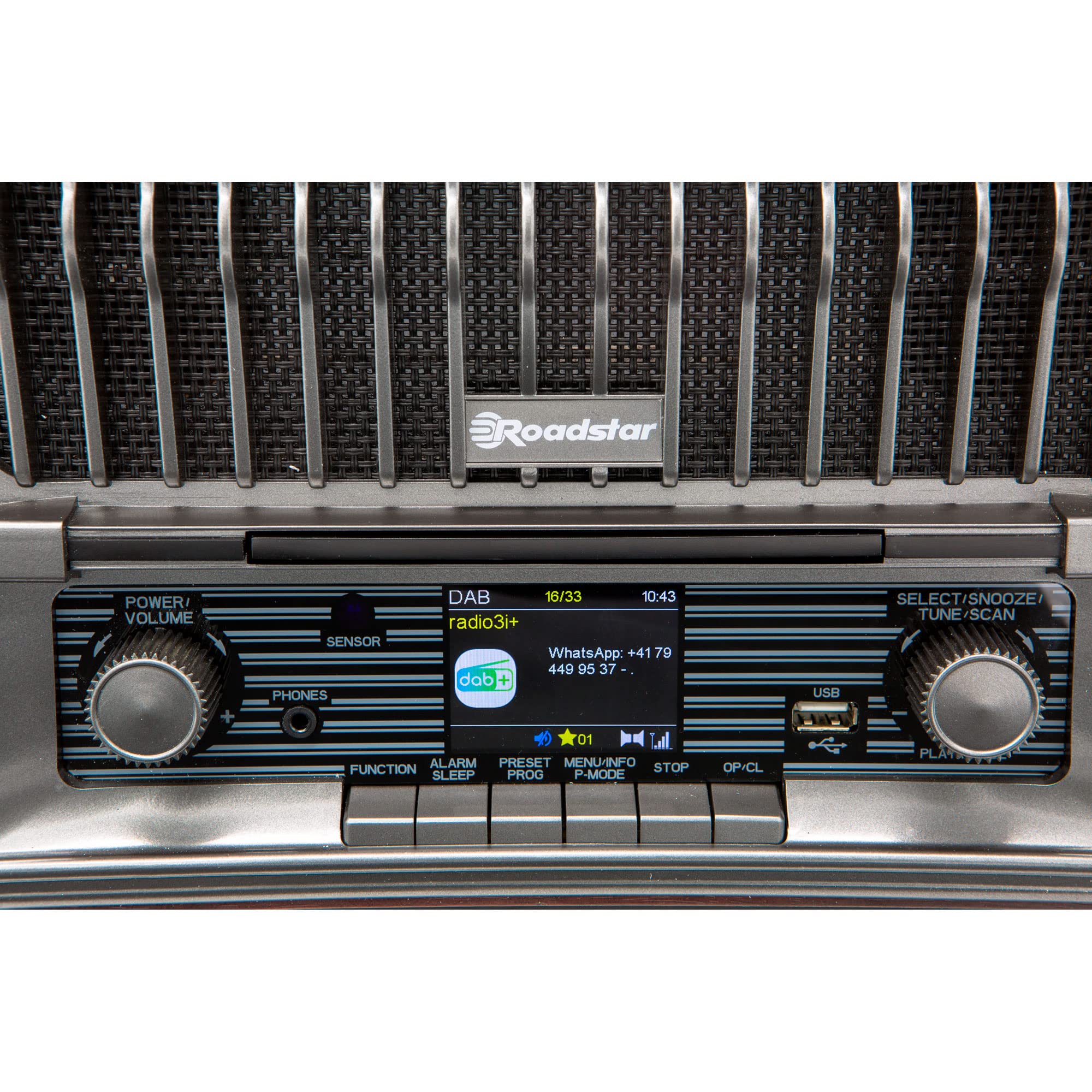 Roadstar HRA-270CD+BT Radio CD Portable Numérique Vintage Dab/Dab+/FM, Lecteur CD-MP3, Bluetooth, USB, Stéréo, AUX-in, Écran LCD, Télécommande, Connexion pour Casque, Alarme, Bois