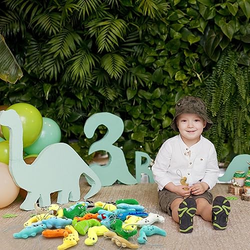 Miniatura 5 de Juego de 40 juguetes de peluche de dinosaurio, lindo llavero de juguete de dinosaurio pequeño para recuerdos de fiesta, llavero adorno para bolsa de