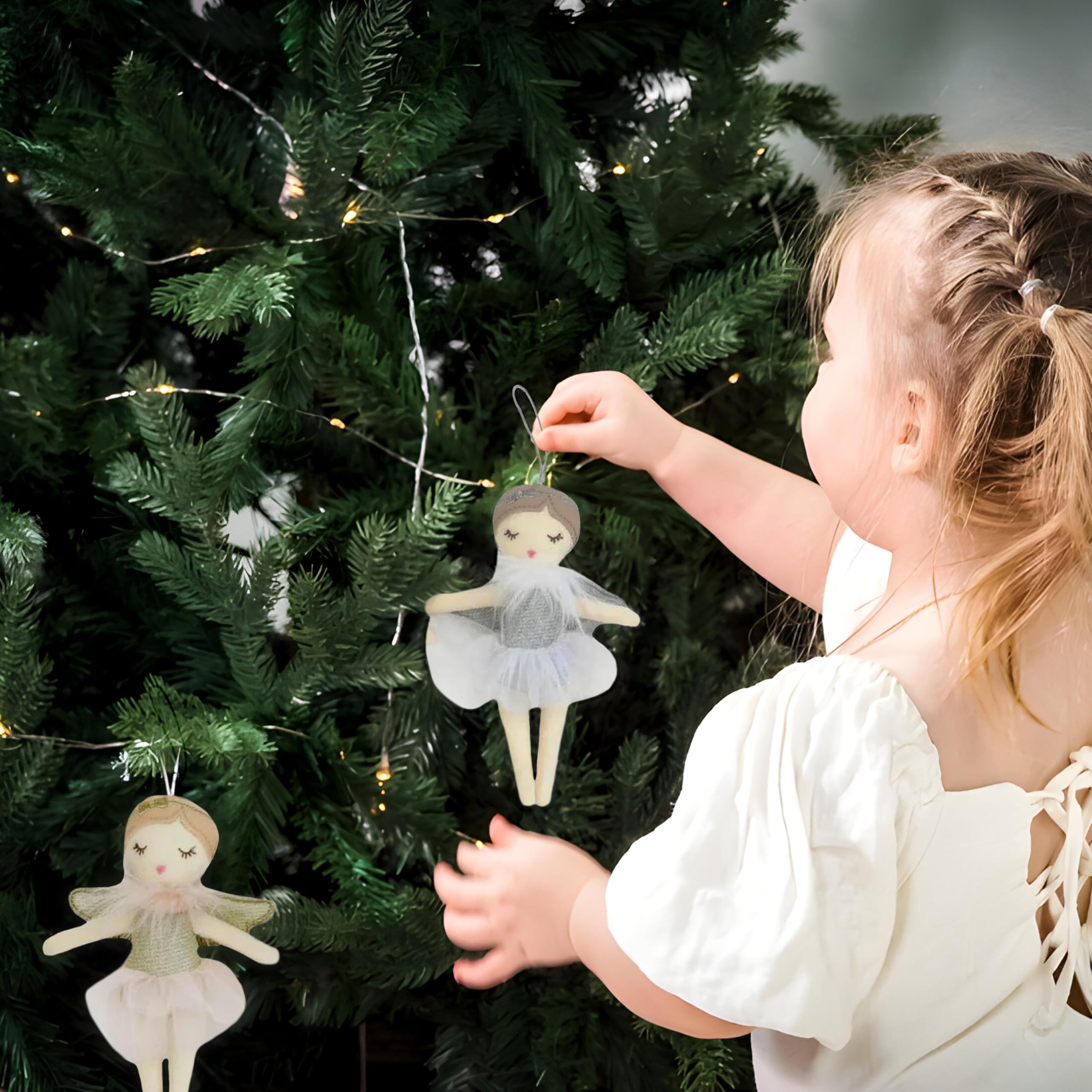 MON AMI Plush Stuffed Angel Ornaments 2 Pcs, 6” Each, Christmas Tree Decoration - Image 4