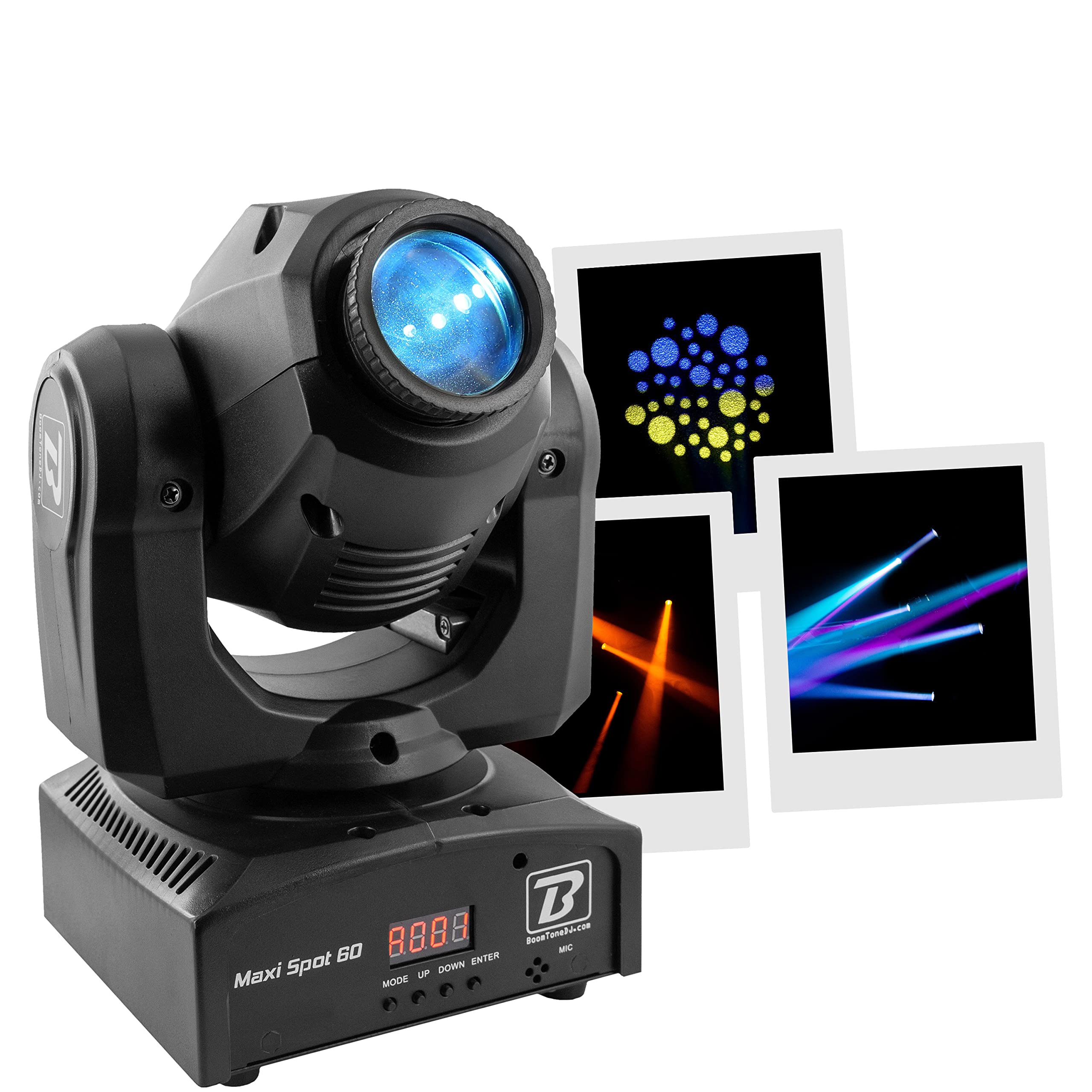 BoomToneDJ Maxi Spot 60 LED RGB 60W Spotlight Disco DJ Éclairage de Scène DMX Spots Reconnaissance Automatique Musique Lumière 7 Gobos Shake Stroboscope pour Bar Club Mariage