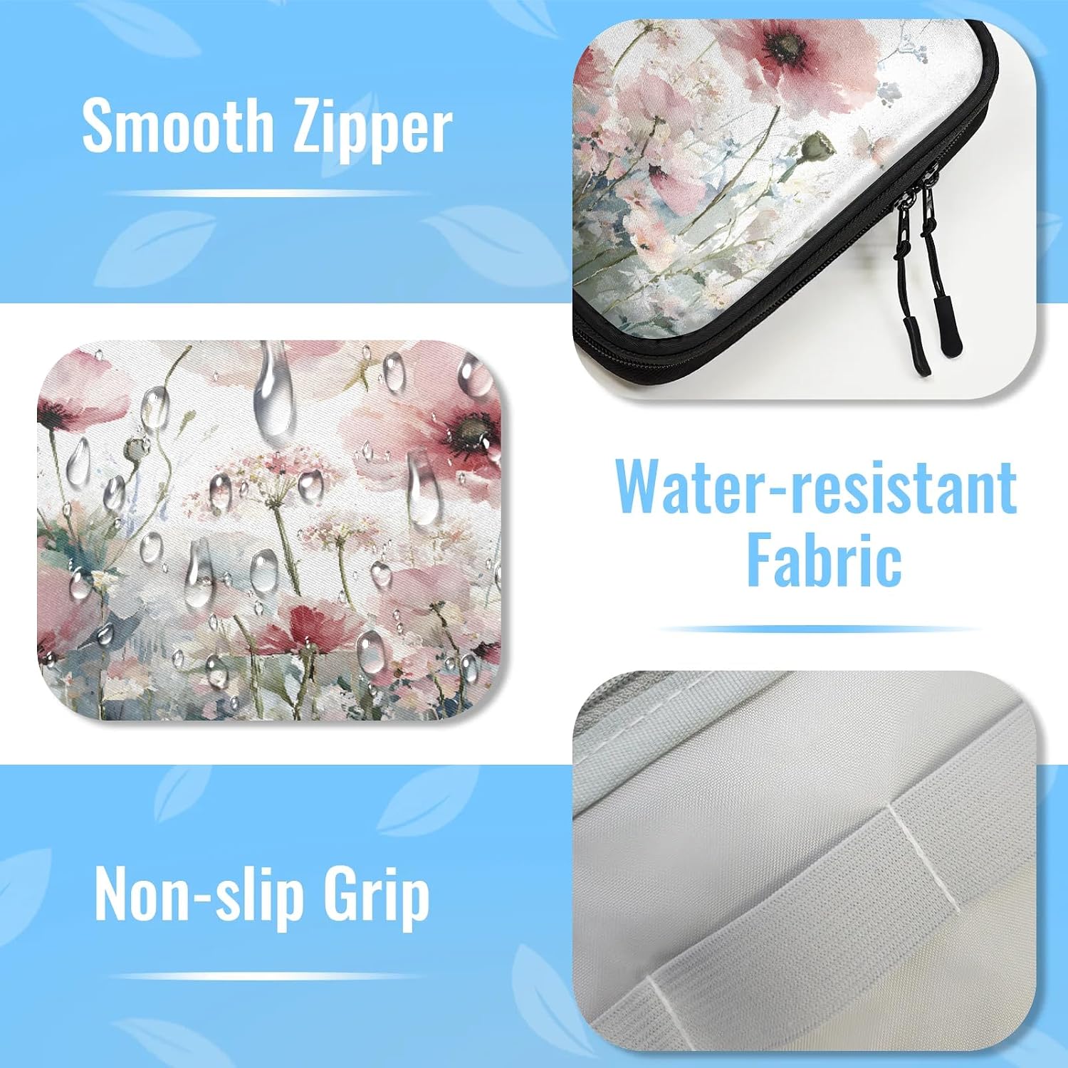 Pink Poppy Watercolor Cable Storage Bag image 5