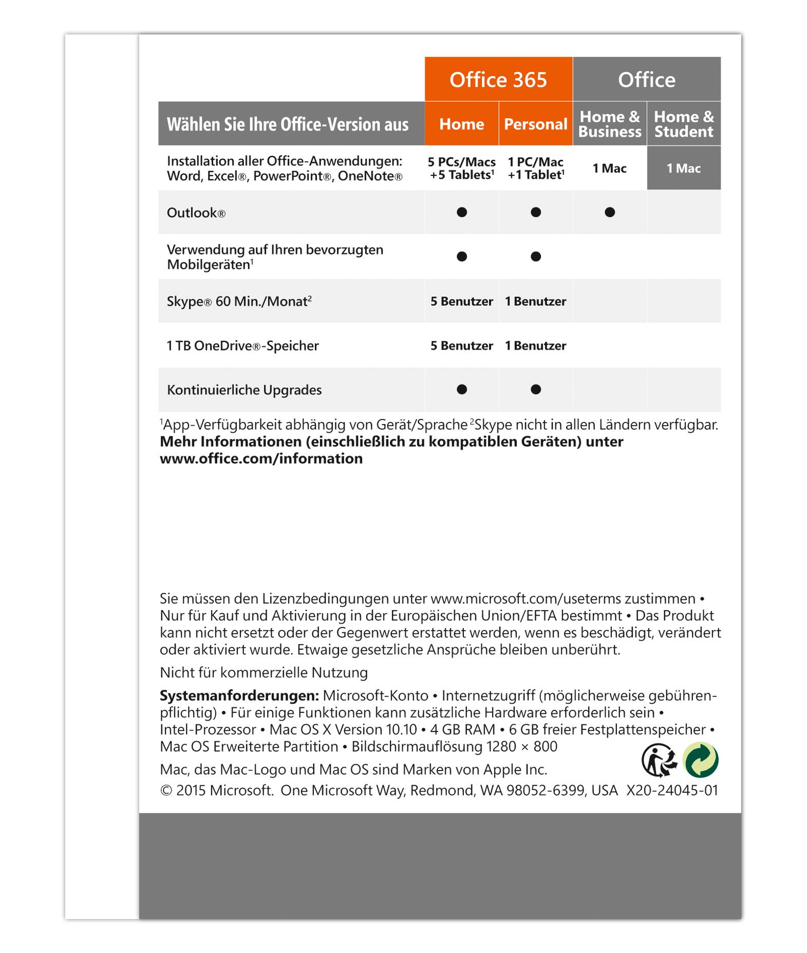 Microsoft Office Mac Home and Student 2016 Product Key Card