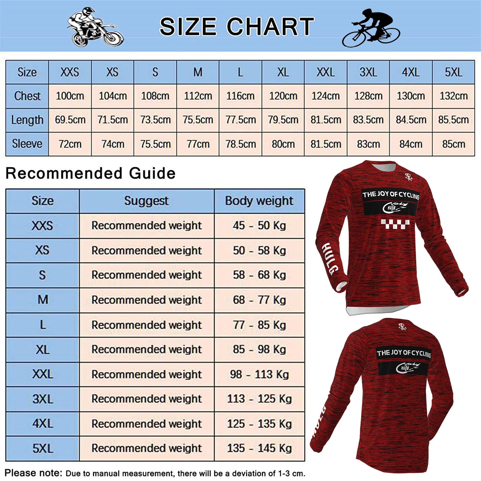 HULG Maglia MTB, Maglie Ciclismo da Uomo, Maglia Motocross, Tuta da Discesa, Asciugatura Rapida E Traspirante, Adatta per MTB/BMX/motociclette da Fondo E Altri Sport