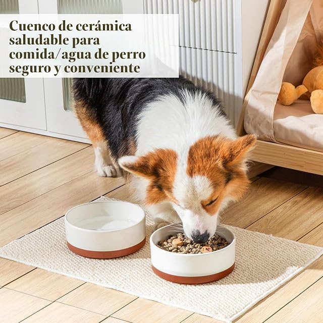 Foto 5 de 8 de MALACASA Cuencos para perros, cuencos de cerámica para comida y agua para perros de tamaño mediano