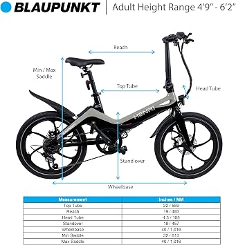 BLAUPUNKT FIENE 20 Inch Folding Electric Bike, Pedal and Throttle Assist, Foldable Step-Through Frame, UL Certified eBike for Adults, Orange/Black