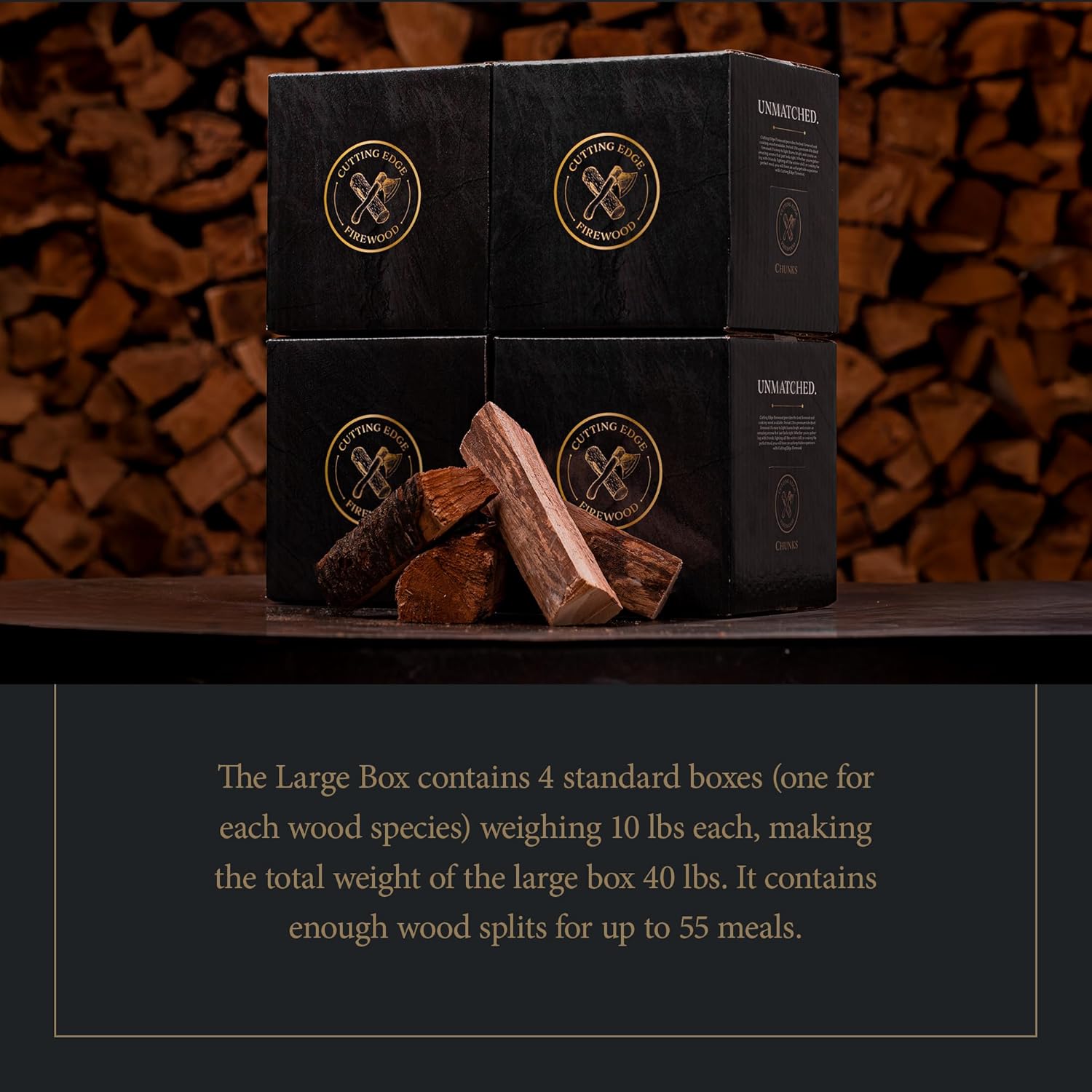 Cutting Edge Firewood – 8″ Cooking Wood Splits Variety Pack – Large Box (40 lbs) – Cherry, Hickory, Pecan & Oak – Kiln-Dried, Hand-Selected Wood for Grilling & Smoking