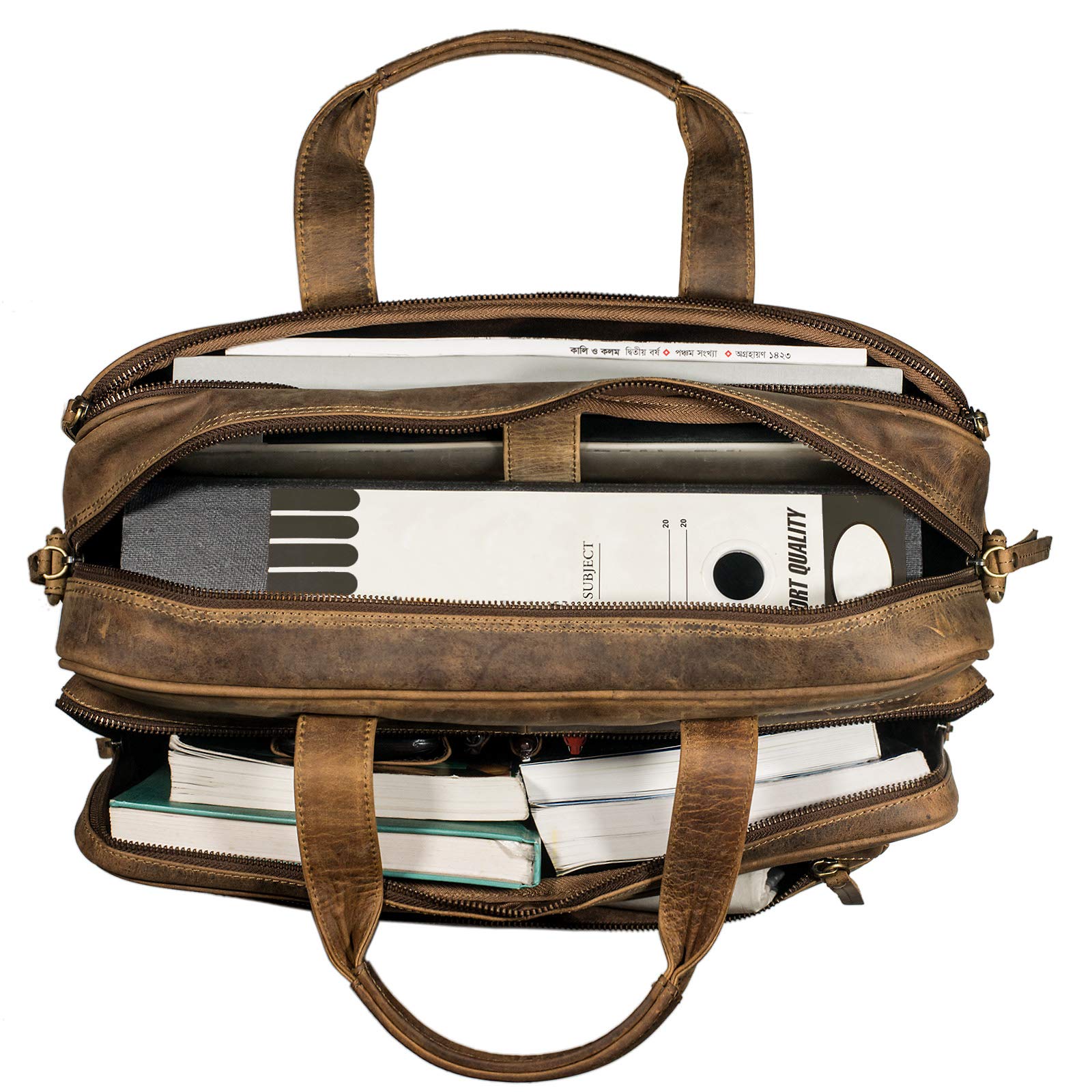 STILORD Walt Sac d'affaires en Cuir Cartable de Professeur Sac d'enseignant Porte-Documents Sacoche d'ordinateur Couleur:Marron Moyen