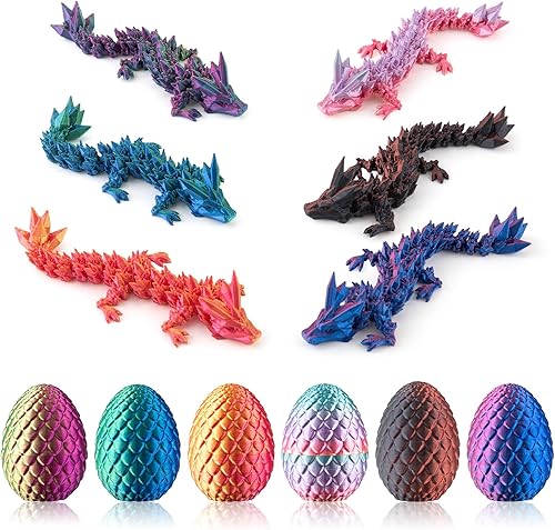 Miniatura 10 de Dragón impreso en 3D con huevo, pequeños huevos de dragón de cristal articulados para cestas de Pascua, decoración del hogar y la oficina, juguetes