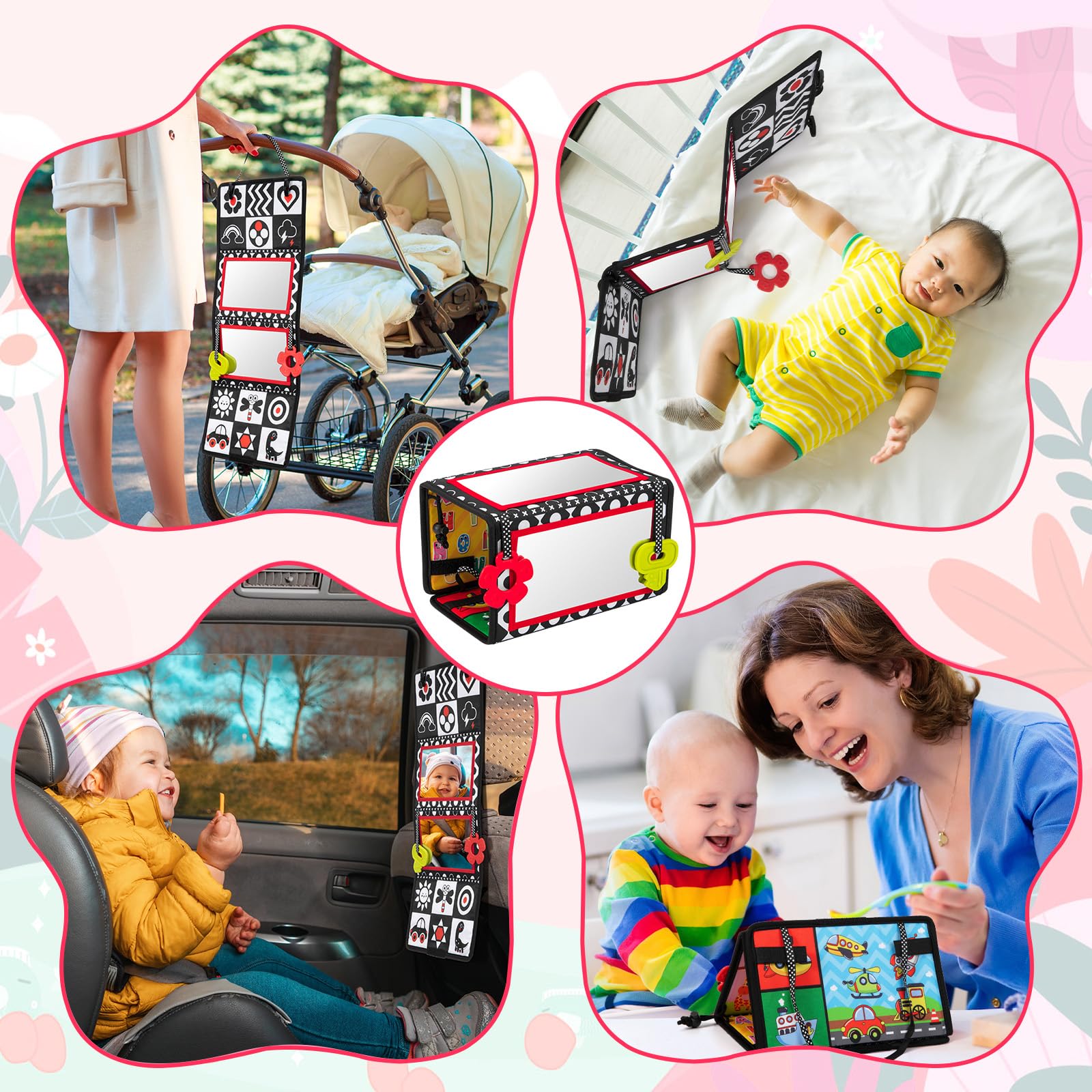 Specchio Montessori Neonati, Adatti per Giochi Sensoriali, Tappeti Striscianti Sono Perfetti per Esplorare con i Bambini, Molto Adatto Come Regalo per Bambini
