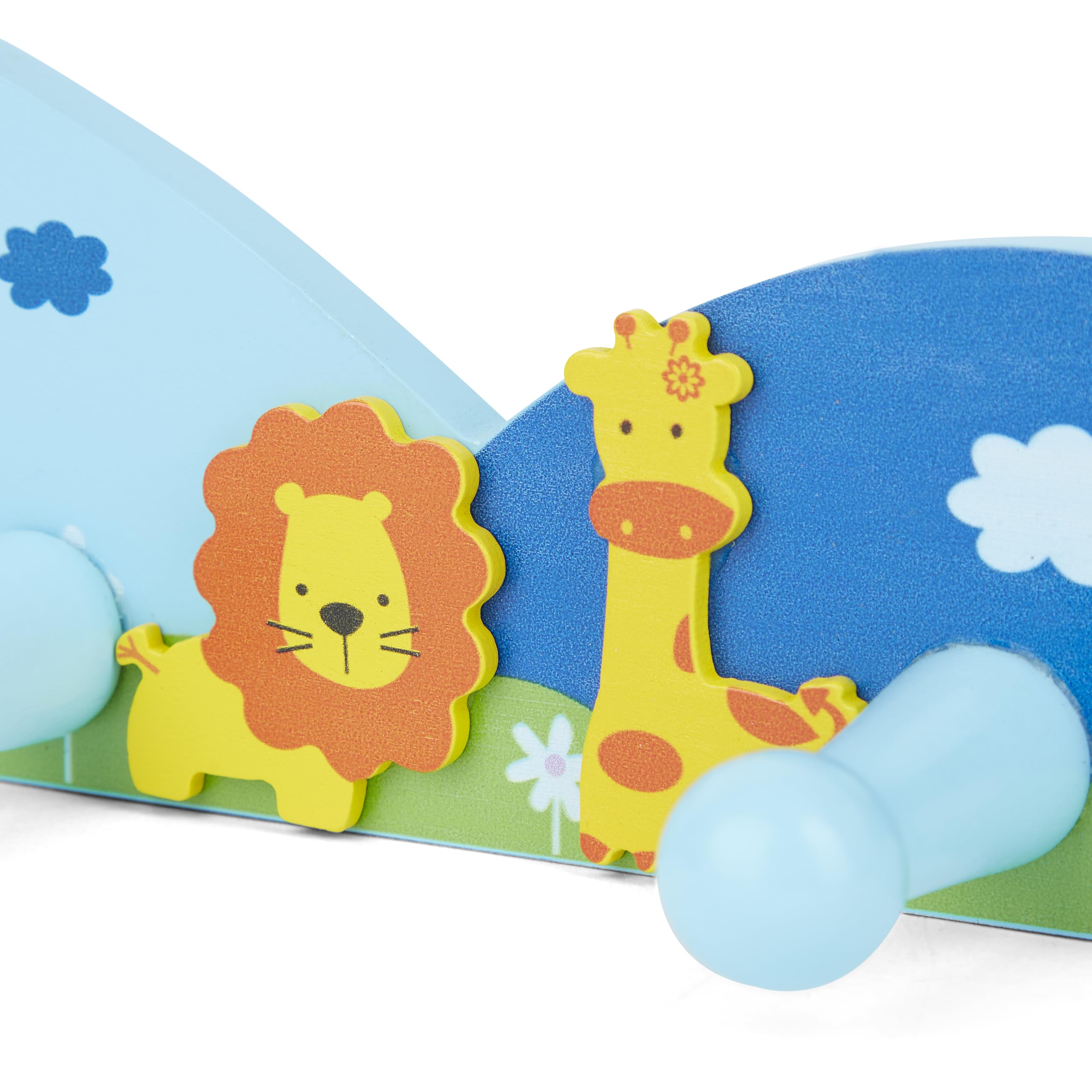 Porte-manteau Mural Enfant Voiture Bleu - 3 Patères En Bois | Déco Chambre Petit Garçon
