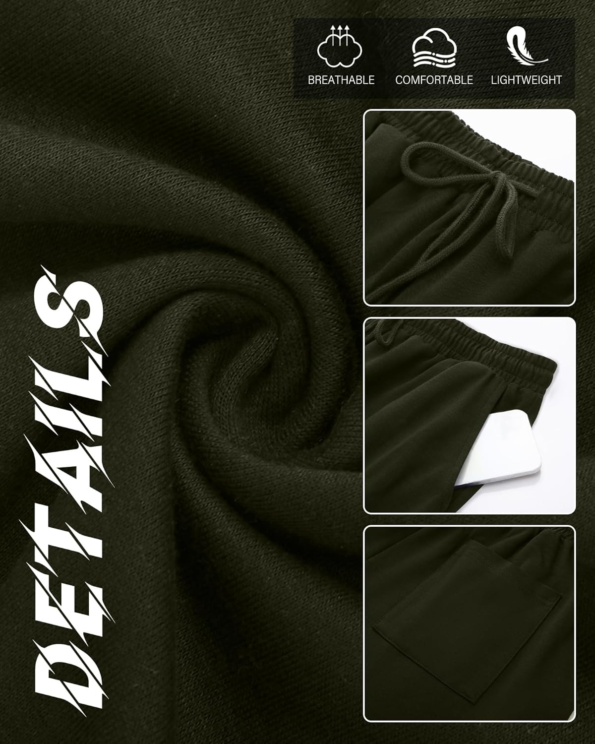 Neer 4 Pack Men's Sweatpants Joggers with Pockets Open Bottom Gym Athletic Pants Baggy Workout Casual Running Clothing - Image 7