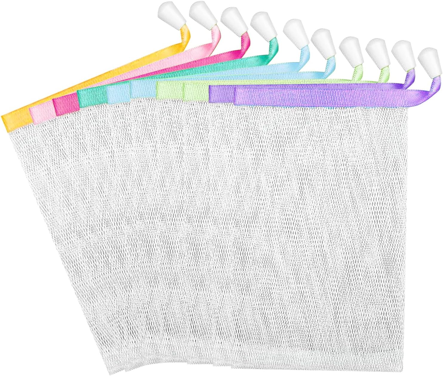 10 PCS Mesh Soap Saver Pouch Double-Layer Soap Saver Bag with Drawstring Mesh Soap Bag Bath Facial Cleanser Foaming Net Exfoliating Mesh Soap Bag for Shower Washing Foaming Soap Hangable