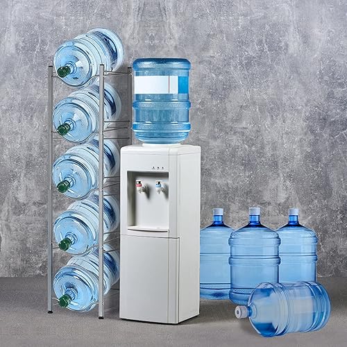 Miniatura 5 de LIANTRAL Soporte para jarra de agua de 5 galones, estante de agua resistente de 5 niveles, organizador de botellas de agua para oficina en casa