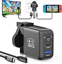 Switch Dock for Nintendo Switch OLED, 3 in 1 Switch TV Adapter with 4K 60Hz HDMI, USB 2.0 Port, Type C 30W Charger, Portable Switch Docking Station Travel, for Samsung Dex S23, MacBook