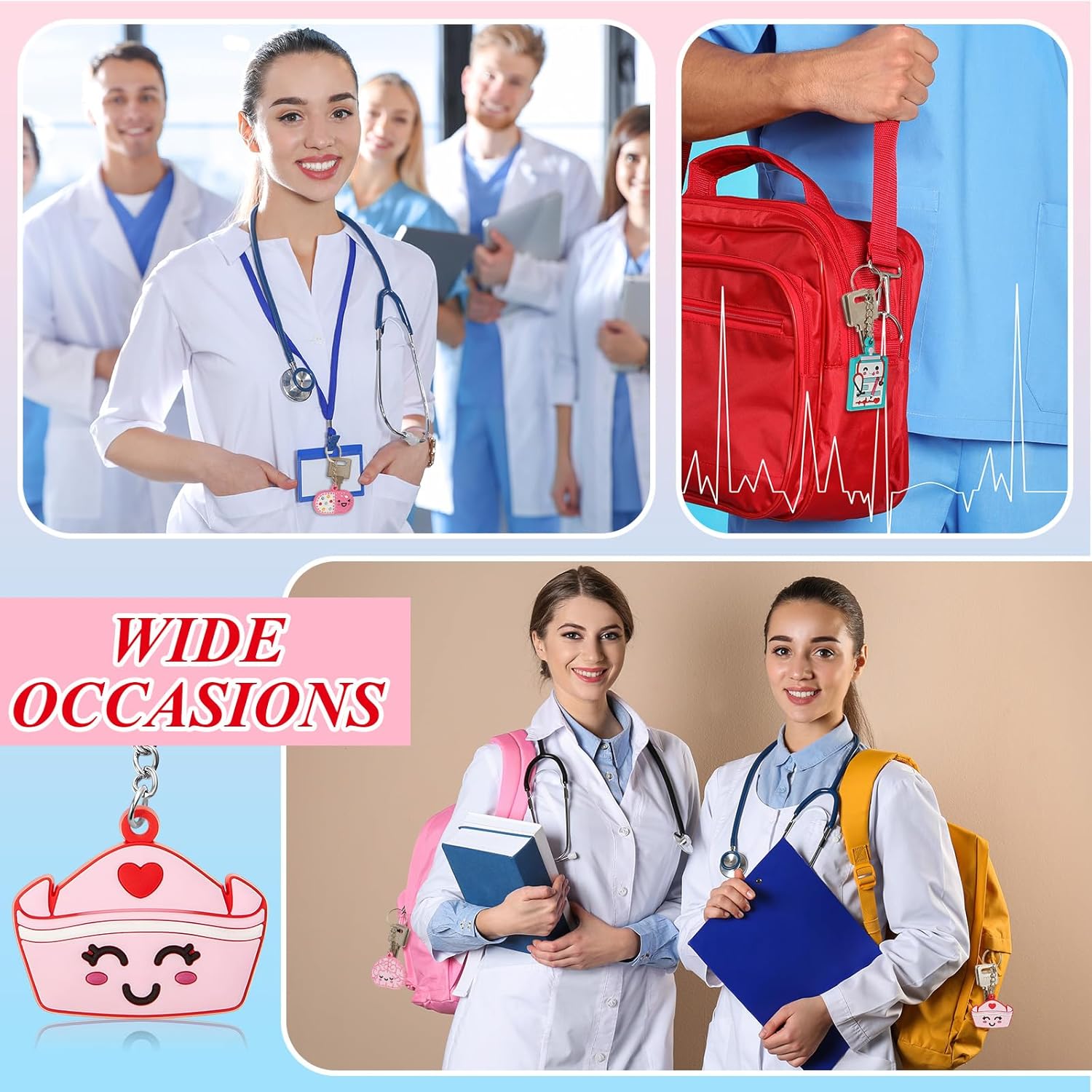 Henoyso 36 Pcs Nurse Keychain Gifts for Women Nursing Appreciation Gift Bulk for Nurse Day Medical Party Favors (Pretty Style) - Image 8