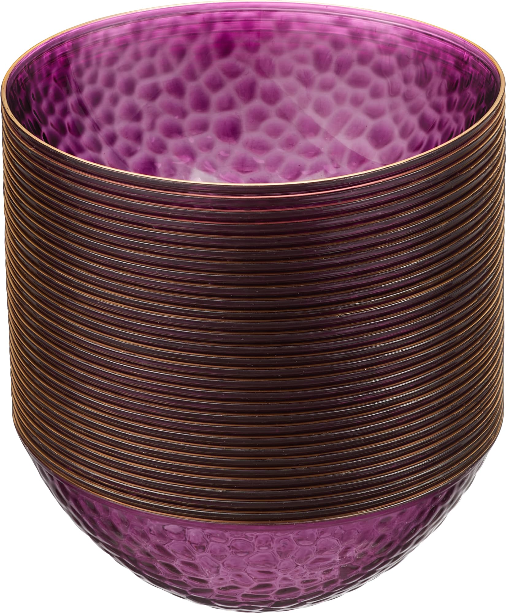 PLASTICPRO 30 Pack Hammered Plastic Plates Heavyweight Disposable Plastic Plates Elegant Clear Hammered Rim Platsic Party Dishes (Hamered Clear With Gold Rim, 7'' INCH PLATES) — view 24