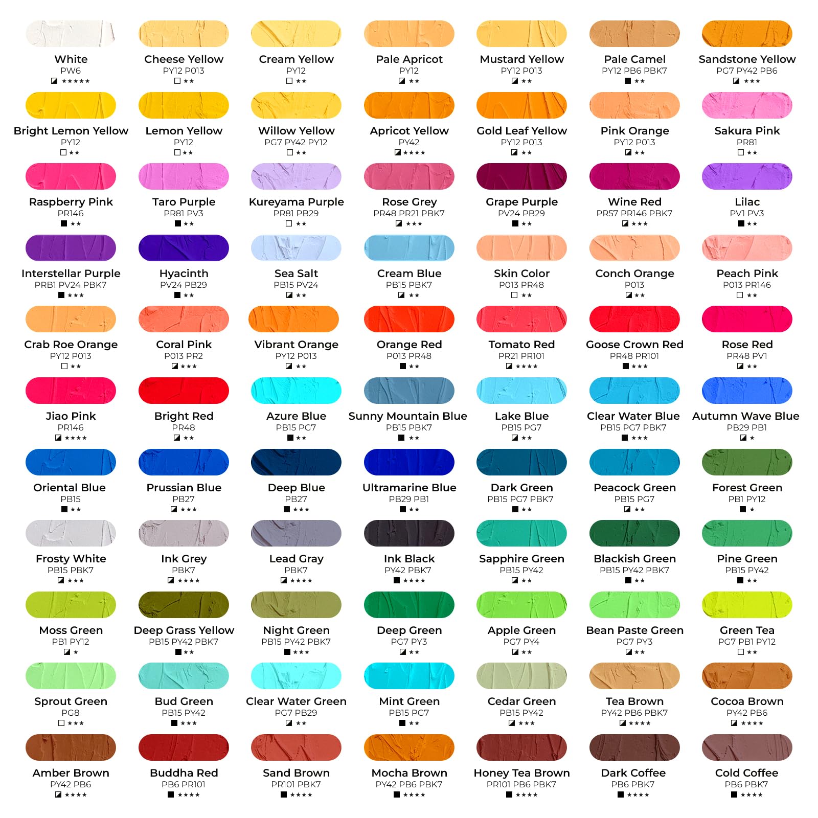 LIGHTWISH Pasteles al óleo suaves, juego de 77 colores florales (78 unidades, 2 blancos incluidos), textura suave y suave, alta resistencia a la luz, ideal para artistas, estudiantes y principiantes