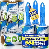 Vista 18 de PetLovers Juego de Rodillos Quitapelusas Extra Adhesivos de Gran Valor 450 Hojas para la Eliminación de Pelo de Mascotas y Ropa, Removedor de Pelusa