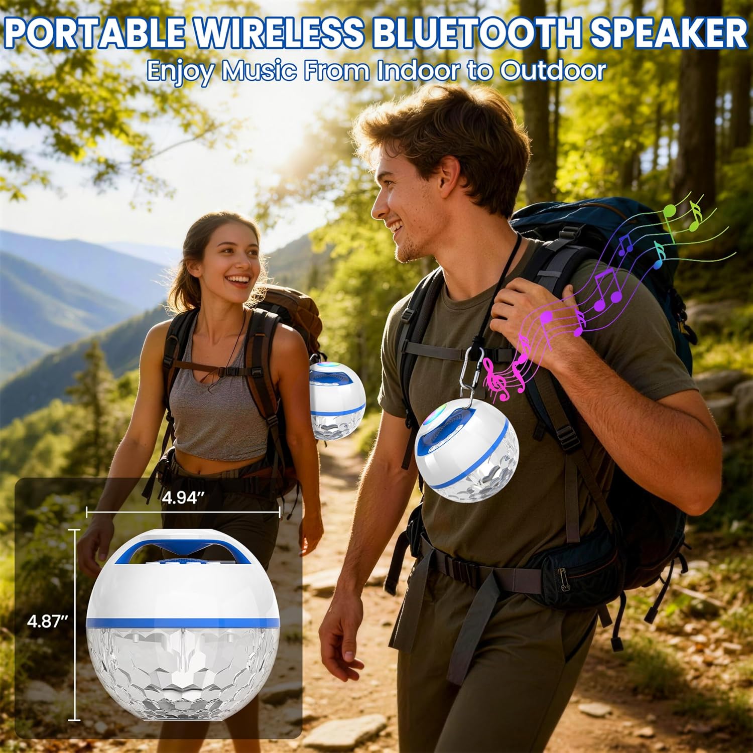 Luxfero 2026 Upgraded Bluetooth Pool Speaker, Floating Pool Speaker with Top & Bottom Lights, BT5.4 Hot Tub Speaker IP68 Waterproof Floating Speaker, Portable Floating Bluetooth Speaker for Pool-White