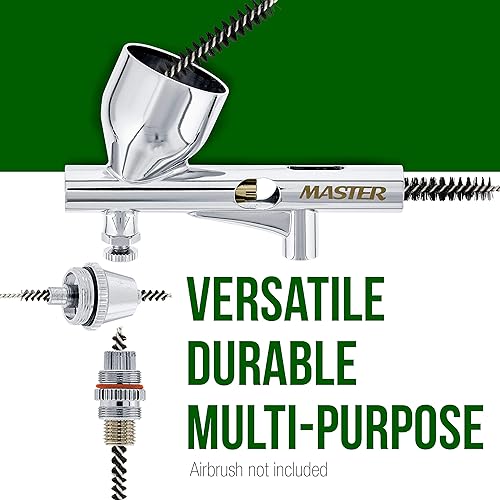 Miniatura 5 de Master Airbrush Kit de limpieza de 11 piezas, juego de limpieza para aerógrafo con 5 cepillos, 5 pinzas y manual de instrucciones, mini kit