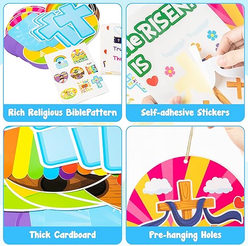 Miniatura 4 de Haooryx Kit de manualidades religiosas cristianas – 66 piezas de adorno colgante cristiano para la escuela dominical aula para niños, actividades