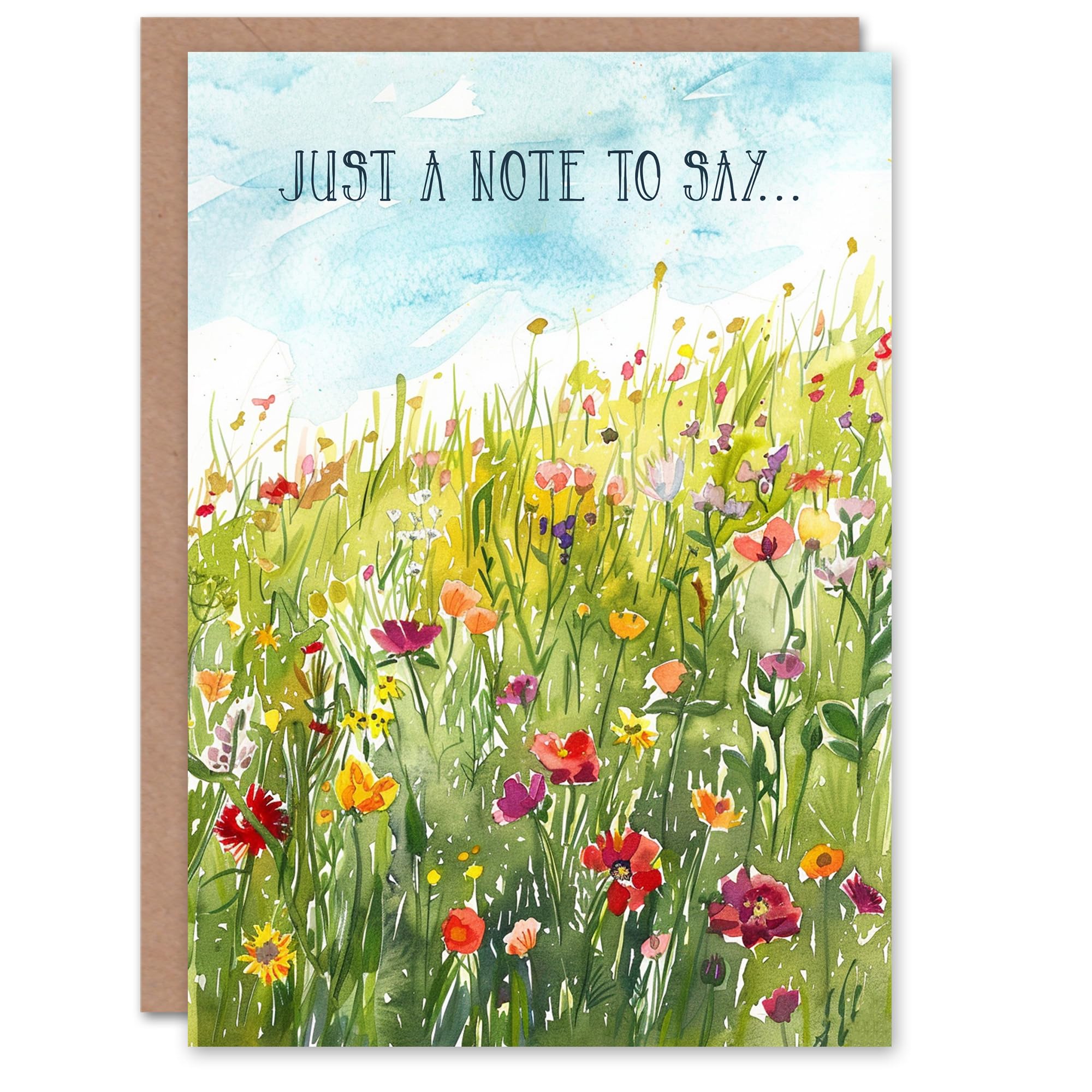 Artery8 Wildflower Meadow Watercolour Just A Note To Say For Her Woman Thank You Card