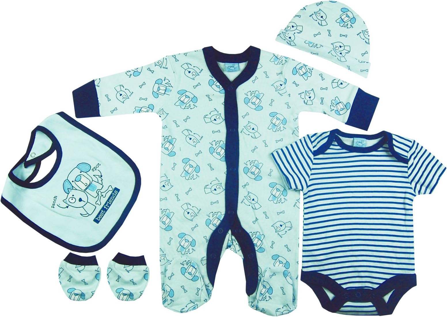 Zivaro Baby-Boys Dog & Cat Presents Gifts For Newborn Baby Boys Toddler Unisex Cute Clothing Sets Sleepsuit Vest Bib Hat Outfits Bundles Pack