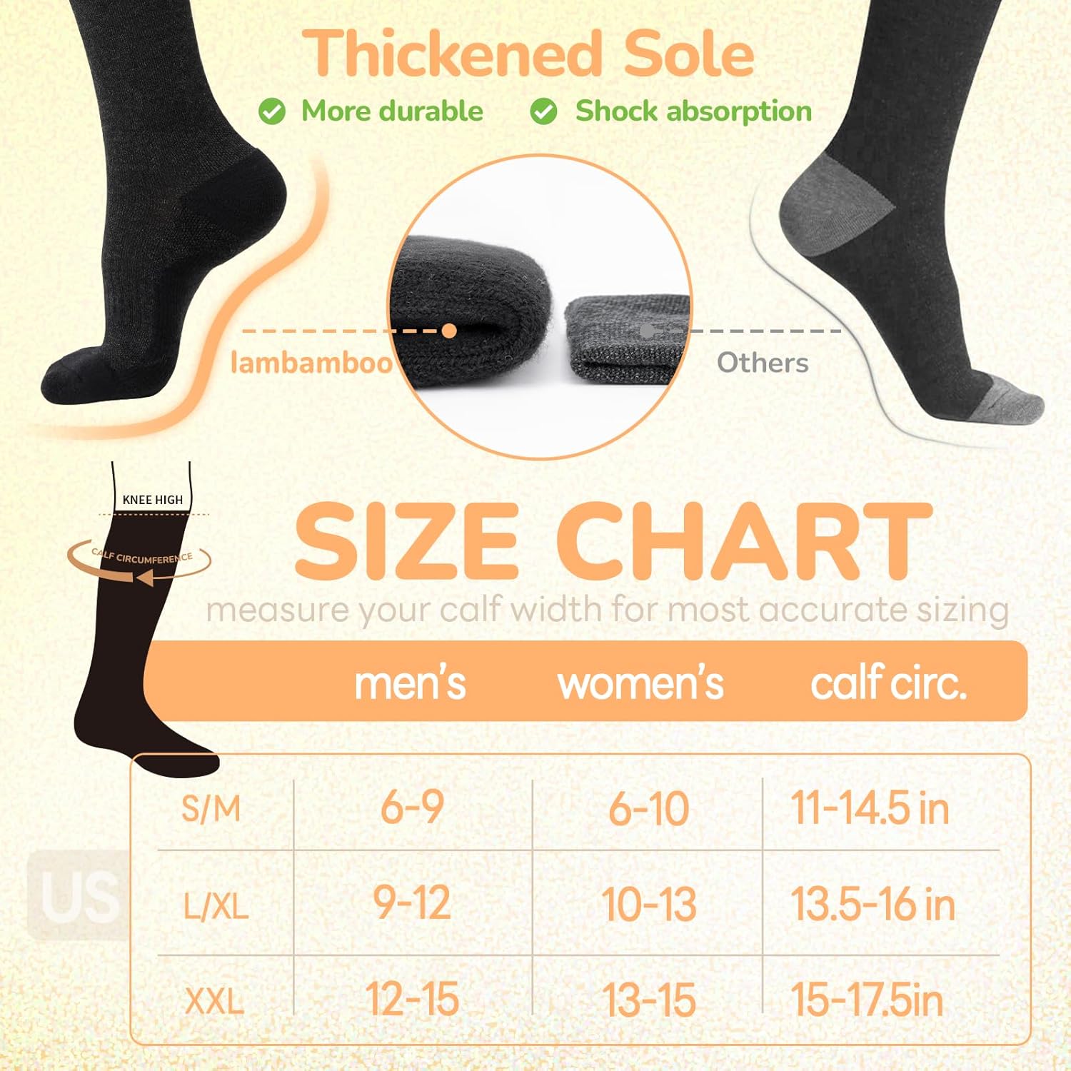 Merino Wool Compression Socks for Women Men, 15-20 mmHg Knee High Socks for Flying, Travel, Running - Image 6