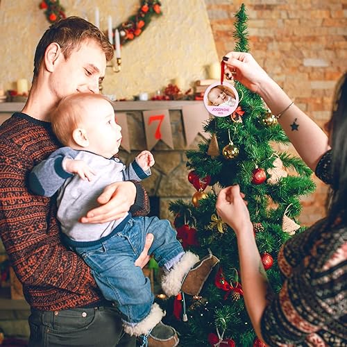 Miniatura 67 de Adorno de Navidad personalizado, foto personalizada con imagen y nombre, decoración del árbol de Navidad, bolsa de terciopelo incluida, adorno