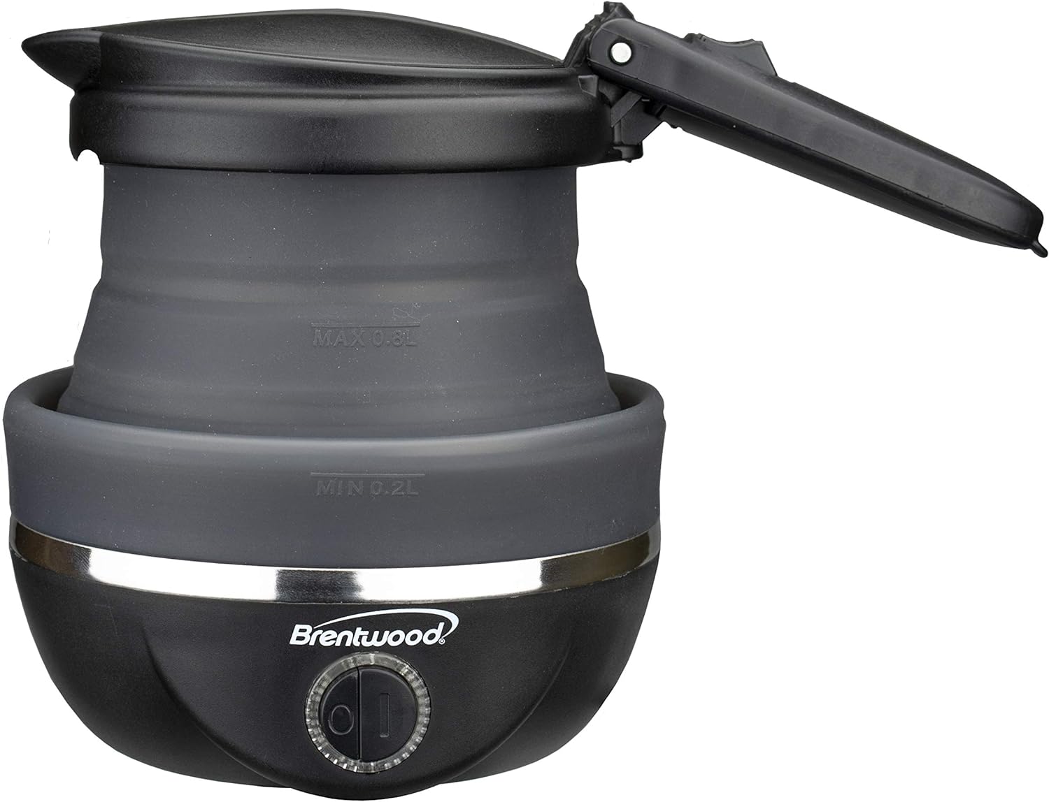 Brentwood Appliances KT-1508BK .85-Quart Dual-Voltage Collapsible-Travel Kettle (Black), 0.85Q