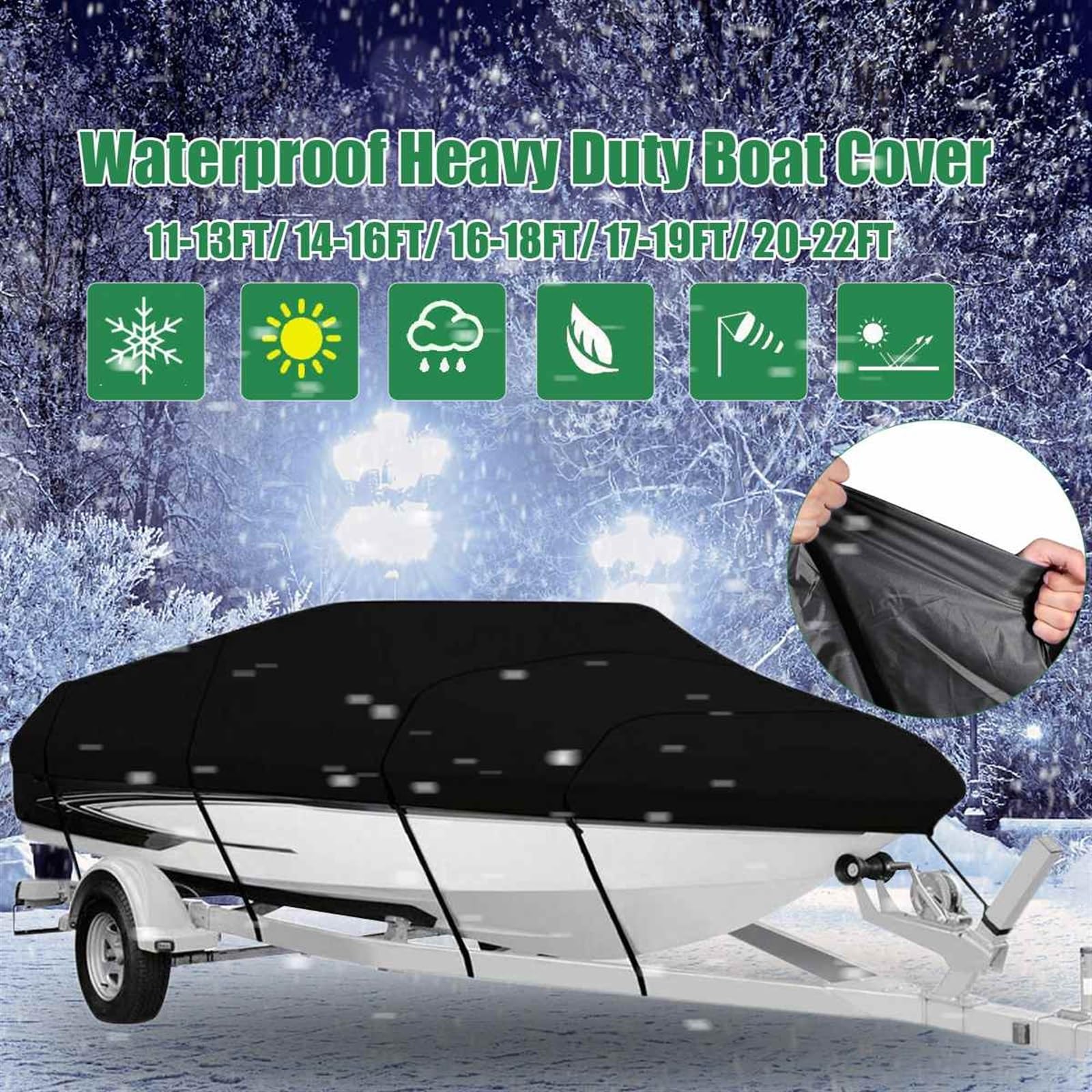 Copertura per Barca 11-22ft Rimorchiabile 300D 190T Copertura for Barca Impermeabile V-Scafo Protezione Solare UV Motoscafo Tela Accessori for Barche 52